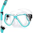 Greatever Dry Snorkel Set,Panoramic Wide View,Anti-Fog Scuba Diving Mask,Professional Snorkeling Gear