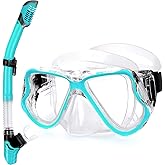 Greatever Dry Snorkel Set,Panoramic Wide View Anti-Fog Scuba Diving Mask,Professional Snorkeling Gear for Adults Kids