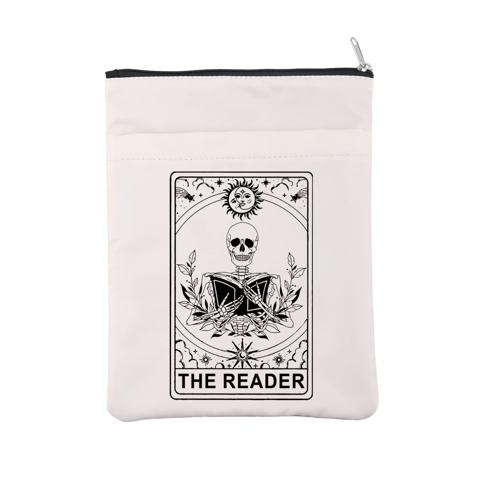Reader BM Tarot Card Reader Book Sleeve Book Cover Bookish Gift Book Lovers Gift Reading Gothic Romance Skeleton Zipper Pouch