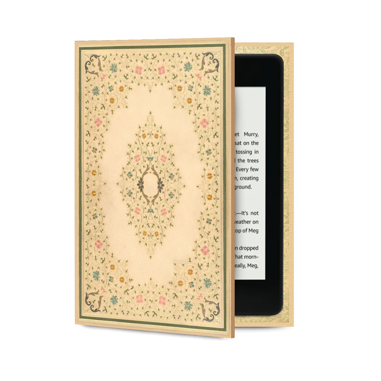 KleverCase Book Style Universal Cover Case for Kindle Paperwhite and Kindle eReaders (includes latest Paperwhite models with 6.8 inch screen)โฆ (Vintage Flowers) โ image 1