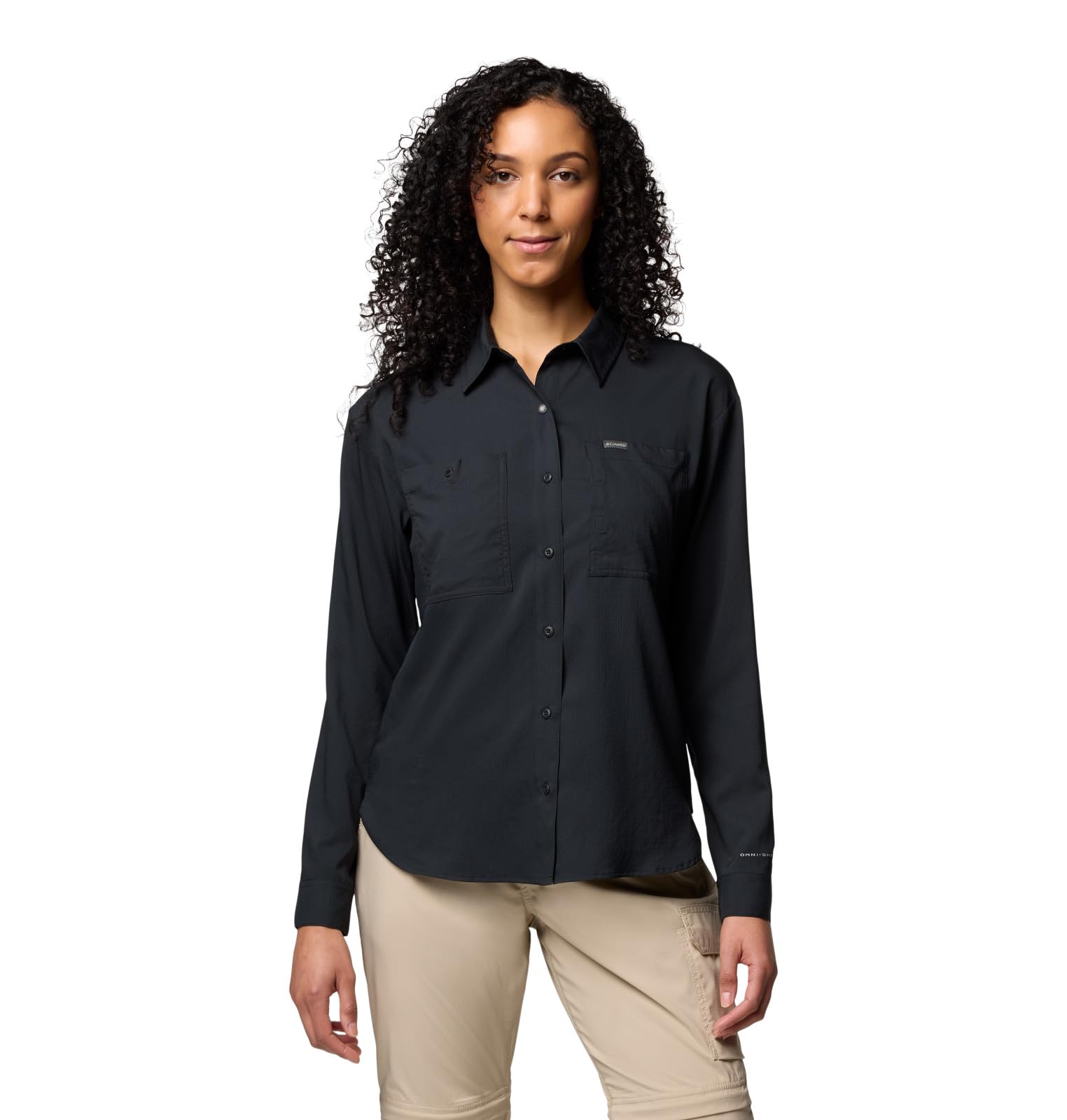 Columbia Womens Silver Ridge Utility Long Sleeve Hiking Shirt, Black, X-Small