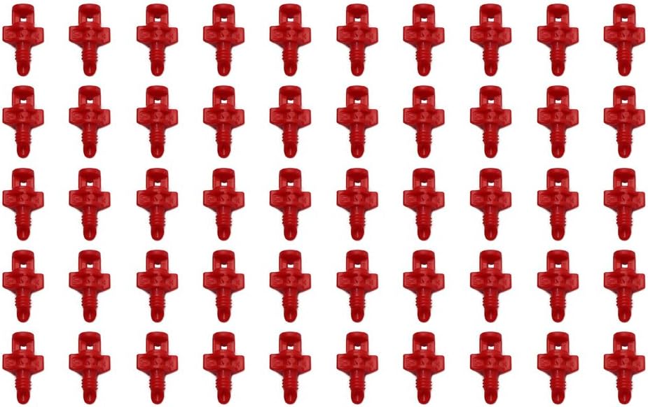 Hydrolux 360 Degree Red Replacement Micro Sprayer Fan Jet Hydroponic Plant Cloning Mister Lawn Garden Aeroponics Irrigation (50 Count)