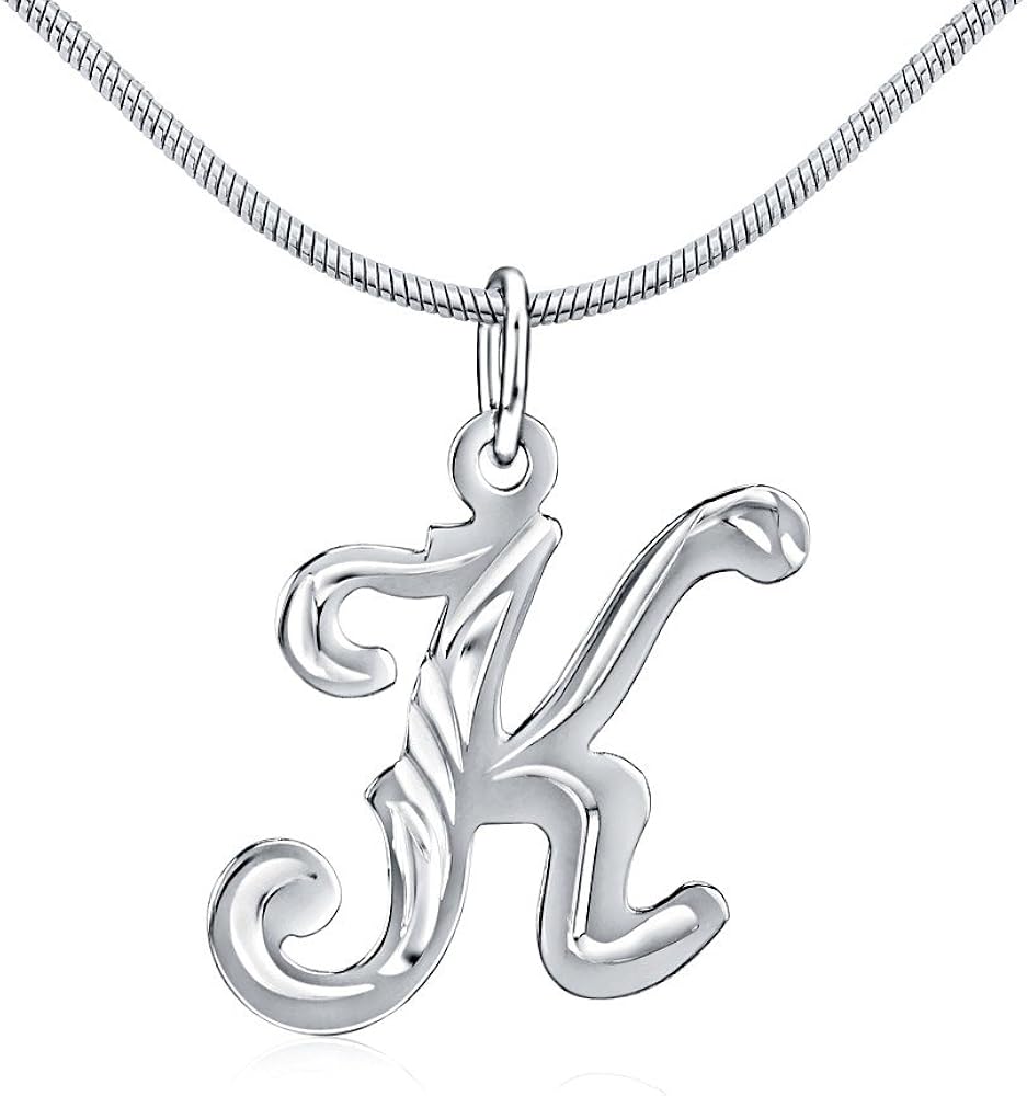 Colgantes Colgante Plata Letra K Cursiva Plata De Ley 925 Joyeria Terenowiec Com