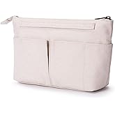 YONBEN Tote Organizer Insert Purse Organizer for Handbags Cotton Canvas Simple Style Multiple Compartments (Beige)