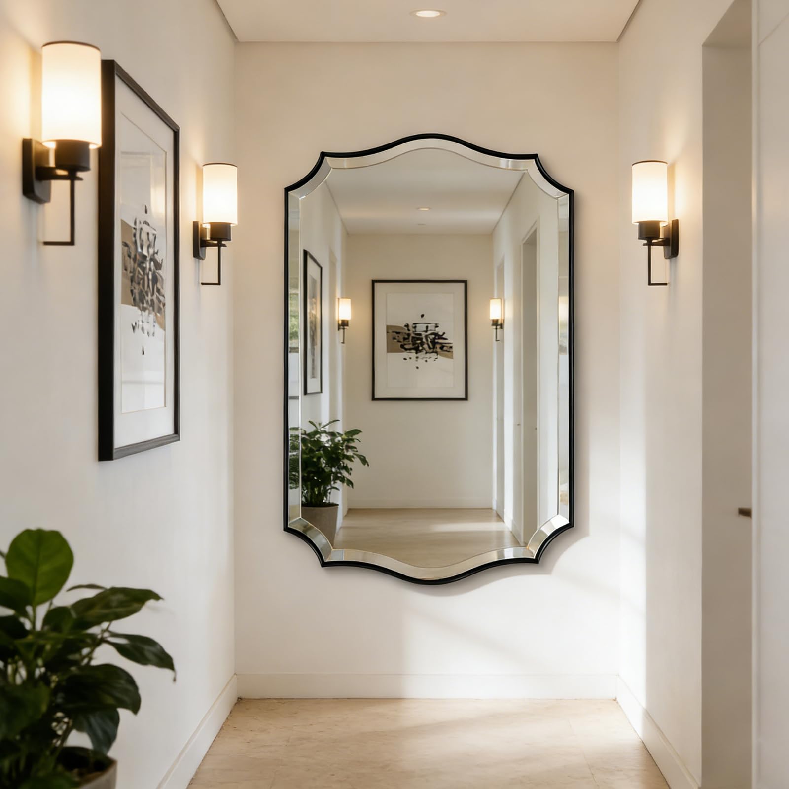 POZINO Scalloped Beveled Mirror, 30