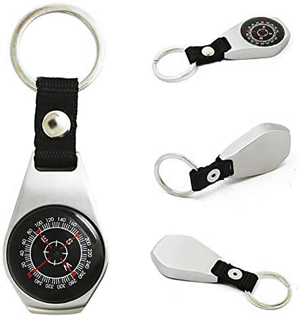GUH Compass Survival - Compass Hiking 2 Pack, Key Ring Compass for Kids, Waterproof Shockproof Compass Keychain, Military Army Compass, Mini Metal Compass for Travel, Camping, Driving, Outdoor.