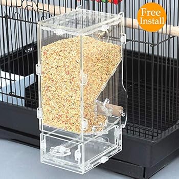 Bird Cage Plastic Feed Cup Seed Water Dispenser Bird Food Bathing