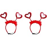 BinaryABC Valentine's Day Dog Headband Sequin Heart Headband,Valentines Day Pet Costume Accessories,Valentines Day Pet Outfit Hair Accessories,2Pcs