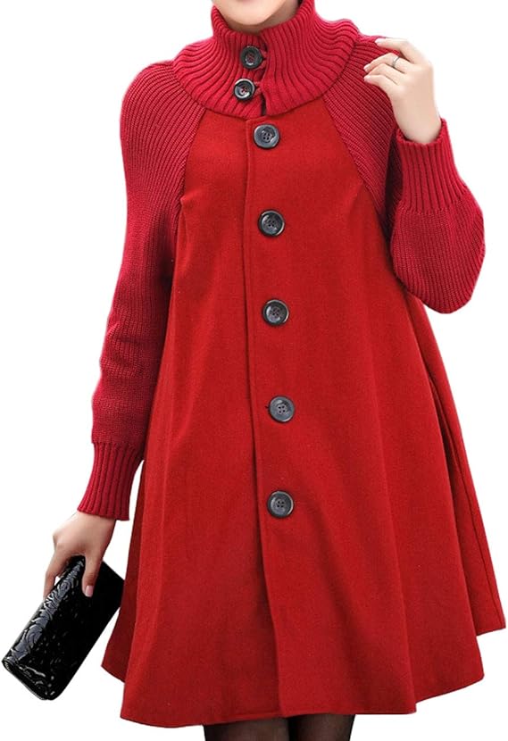 Amazon 大きいサイズ レディース Aラインコート メルトンコート ニット切替 ハイネック L Ll 3l 4l 5l 6l T コート ジャケット 通販
