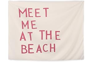 LUVADIAN Pink Beach Tapestry - Beachy Room Decor Aesthetic, Meet Me at the Beach Coastal Tapestry Wall Hanging, Beach Wall Decor, Ocean Room Decor, Coastal Wall Decor, Beach House Decor, 50x60 Inches