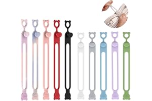 Reusable Silicone Cable Ties 10 Pack 10 Colors, Cord Organizer Straps with Loop Buckle for Desk Cable Management, Travel, Bag