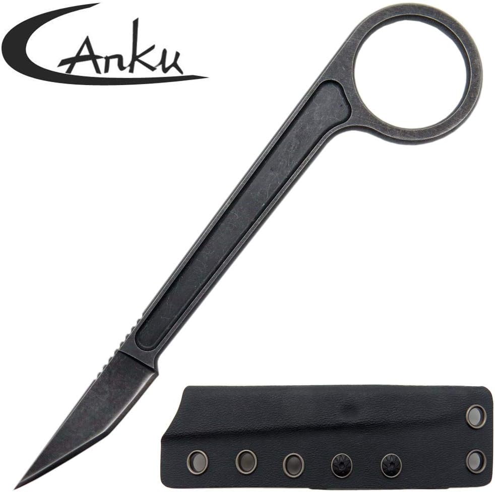 Ccanku C1104 Fixed Blade Knife Tactical Knife D2 Blade, Stainless Steel Handle Fixed Blade Karambit Knife for Hunting, Survival, Camping Outdoor Utility Knife with K Sheath