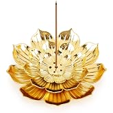 Accmor Zinc Alloy Incense Holder, Lotus Stick Incense Burner, Incense Holder for Stick/Coil/Cone Incense with Ash Catcher, Gold
