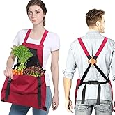 Osznmmg Gardening Apron with Pockets Gardening Apron for Harvesting Waterproof Adjustable Apron for Garden Mother's Day Gift