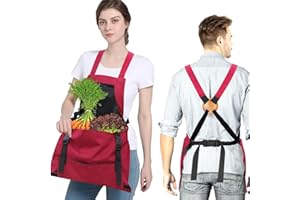 Osznmmg Gardening Apron with Pockets Gardening Apron for Harvesting Waterproof Adjustable Apron for Garden Mother's Day Gift