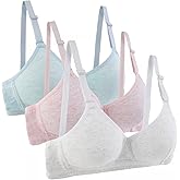Hbhpov Cotton Teen Girl’s Sport Bra with Adjustable Detachable Strap Wire Free Training Bralette 3 Pack