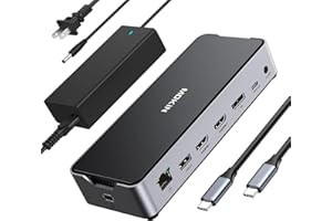 MOKIN USB C Docking Station 3 Monitors Laptop USB C Dock Dual Monitor with 2 HDMI DisplayPort 4K144Hz,USB A 2.0/3.0,USB C 3.1 10Gbps&30W Output,Ethernet,MicroSD&SD,Audio&Mic,150W DC Power for Dell/Lenovo/HP