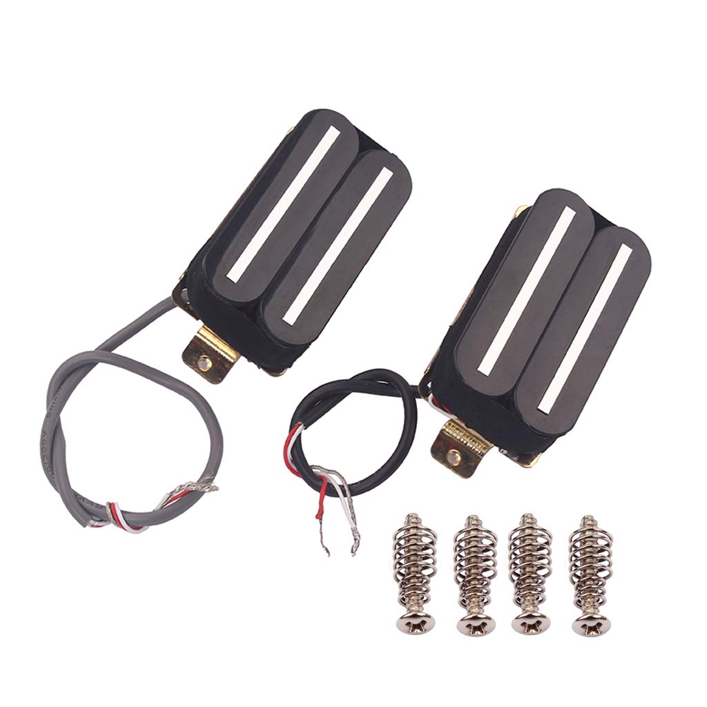 Alnicov Electric Guitar Humbucker Dual Coill Dual Rail Guitar Pickup With 57mm Steel Pole Black