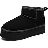 DREAM PAIRS Platform Mini Boots for Women Suede Genuine Leather, Classic Winter Ankle Snow Boots with Memory Foam Insole Lightweight Anti-Slip Outsole FuzzyClassic