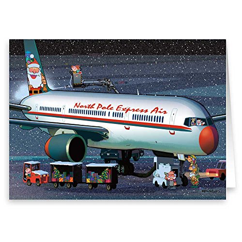 Aviation Christmas Card - 18 Cards & Envelopes - Ground Crew Pre-Flight Check