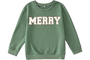 KEKEMI Kid Boy Girls Merry Christmas Sweatshirts Glitter Patch Merry Shirts Xmas Pullover Shirt Holiday Tops Winter Clothes