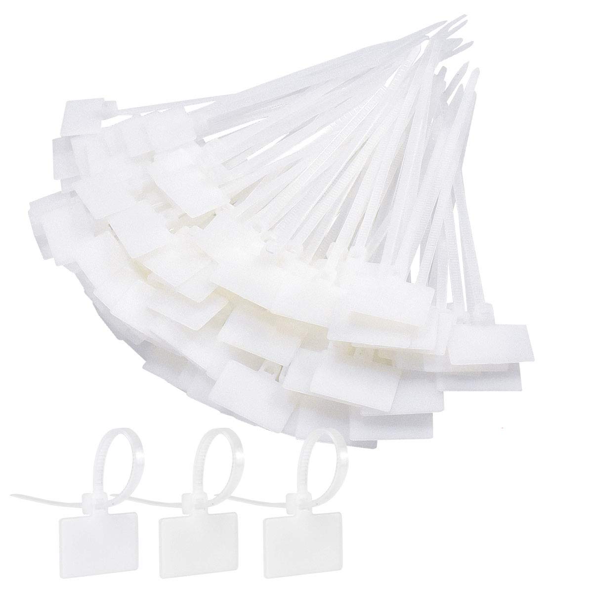 Fodlon 200 x White Plastic Cable Ties for School, Garden, Office, Wall, Car