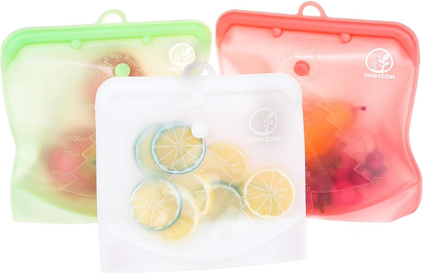 Reusable Silicone Food Bag, Homzon Versatile Silicone bags