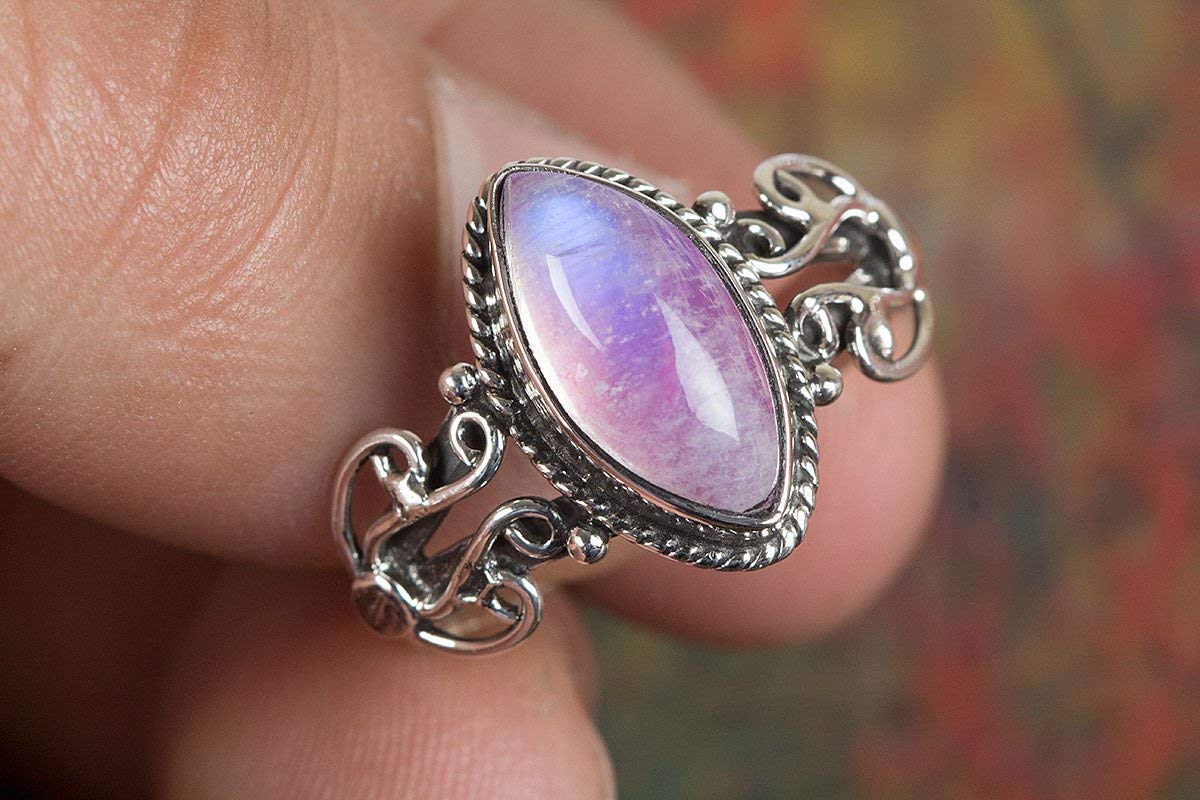 Amazon.com: Pink Moonstone Ring | Charm Ring | Royal Jewelry | Designer