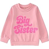 CM C&M WODRO Big Sister Sweatshirt Toddler Baby Girl Chenille Patch Crewneck Pullover Tops Infant Big Sister Shirt Outfit