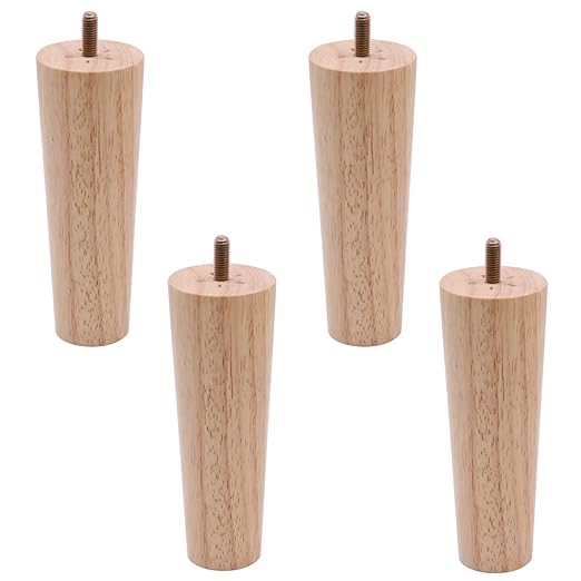 6 inch Solid Wood Furniture Sofa Legs Set Clear Coated Oak Tapered