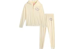 Dreamstar Girls' Jogger Set - 2 Piece Full Zip Up Velour Hoodie and Jogger Pants - Cozy Athletic Set (7-16)