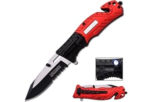 TAC-FORCE MTECH USA TAC Force TF-835 Series Spring Assist Folding Knife, Two-Tone Half-Serrated Blade, 4.5-Inch Closed