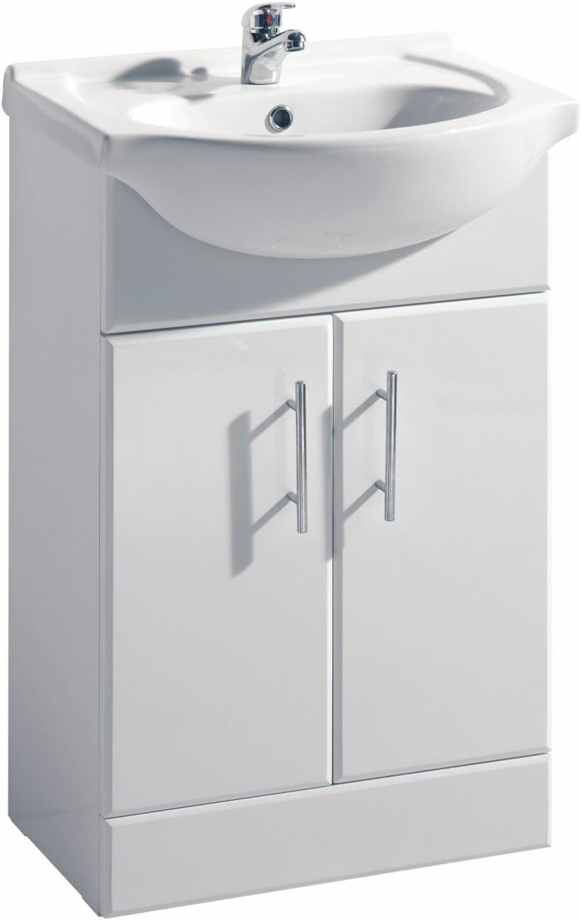 VeeBath Linx Bathroom Vanity Basin Sink Cabinet 550mm High Gloss White