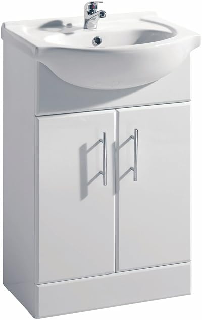 VeeBath Linx Bathroom Vanity Basin Sink Cabinet 550mm High Gloss White