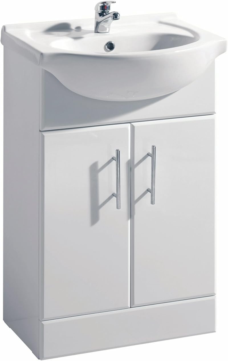 VeeBath Linx Bathroom Vanity Basin Sink Cabinet 550mm High Gloss White