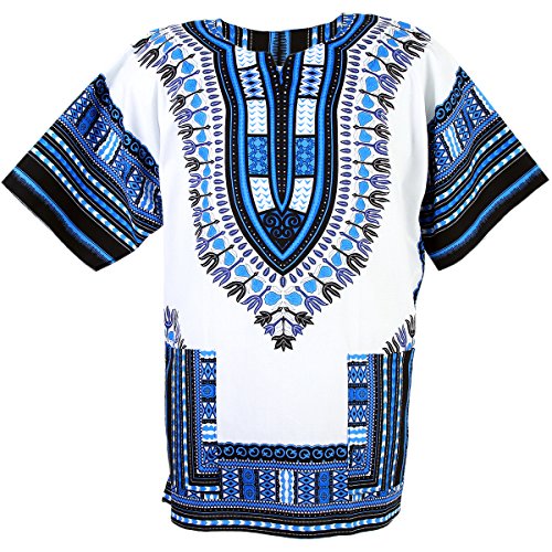 African Dashiki Cotton Mexican Poncho Hippie Tribal Ethic Boho Shirt White ad15s