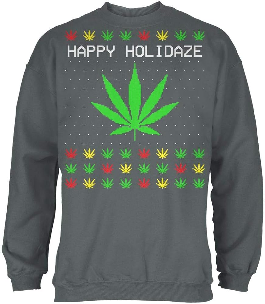 Pot Leaf Rasta Happy Holidaze Holidays Ugly Christmas Sweater Mens Sweatshirt