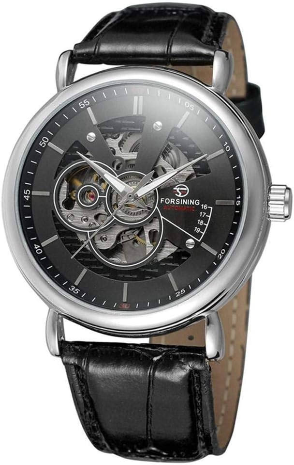 Mens Watches Skeleton Mechanical Clock Men Leather Strap Man Business Watch