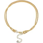 14K Gold/Silver Ankle Bracelets for Women,Dainty Layered Sparkly Chain Rhinestone Anklet,Stackable Waterproof Beach Anklets,Ajustable 8.65"+2.3" Anklets Bracelets for Women,Cute Summer foot Jewelry Gift