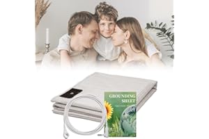 KLASLAV Grounding Sheets with Silver Fiber Organic Cotton Grounding Cord Natural Health White (35 * 90IN)