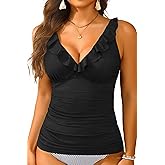 Women's Underwire Tankini Top Only - Tummy Control Bathing Suit Top Ruffle Swimsuit 2025