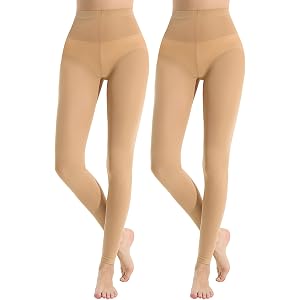Yilanmy Footless Tights for Women Under Dresses Ballet Jazz Dance Tights | 2 Pairs 40D Semi-Opaque Pantyhose, Soft Stretchy F