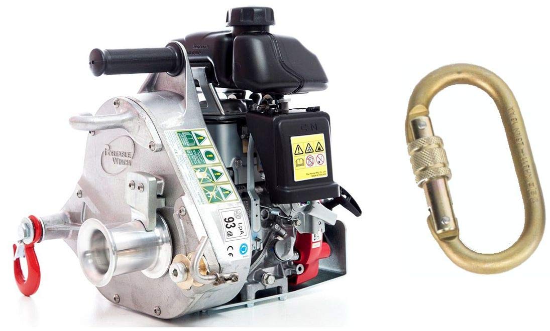 Portable Winch PCW5000 GasPowered Capstan Pulling Winch with PCA1276 Steel Locking Carabiner