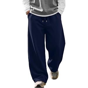 Yooo's Vivi Boys Pants Wide Leg Sweatpants | Straight Leg, Kids, Lightweight, Casual, Soft, Drawstring, Pockets, Breathable,