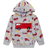 NUBEEHOHO Toddler Boy Hoodie Sweatshirt - Pullover Dinosaur Long Sleeve Shirt Fire Truck Print Kids Winter Clothes 2T-7T