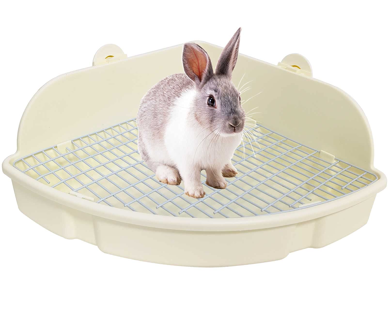 Photo 1 of kathson Large Rabbit Litter Box Bunny Corner Toilet Box Potty Trainer Bigger Pet Pan Small Animal Cage Toilet Bedding Box Fanshaped for Adult Guinea Pigs Chinchilla Ferret Galesaur