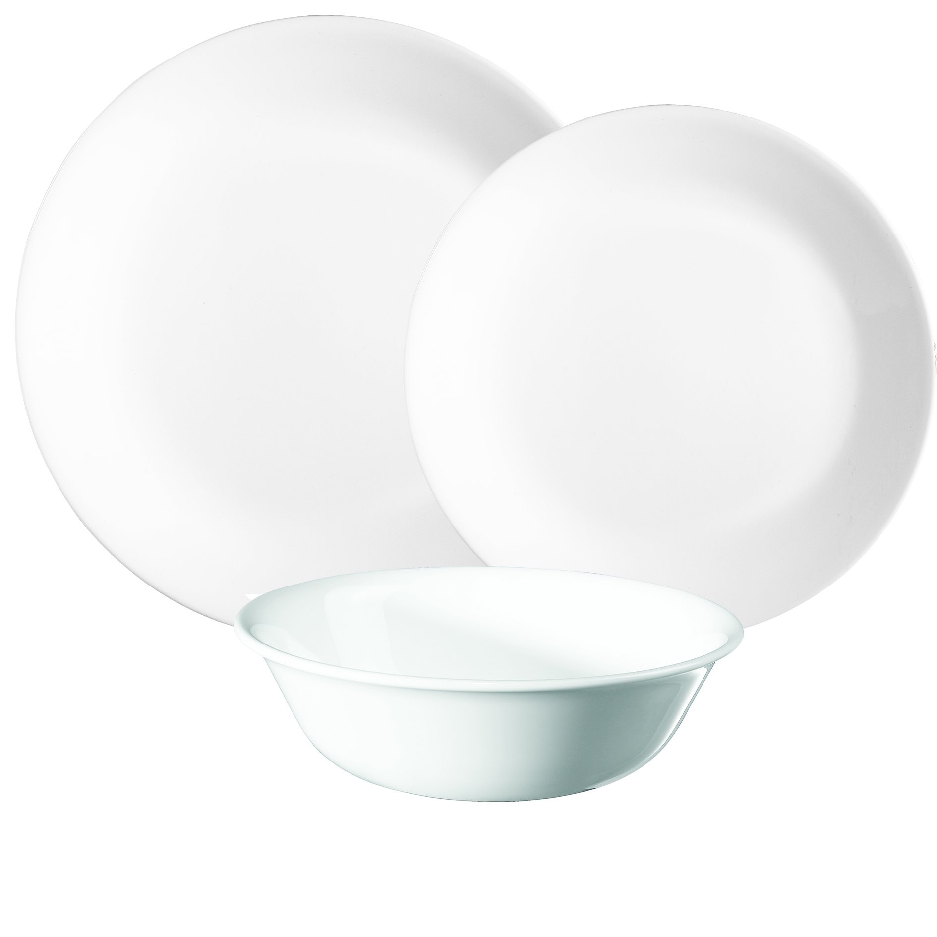 Corelle 3120AB Vitrelle Glass 12-Piece Winter Frost Chip and Break Resistant Dinner Set, White