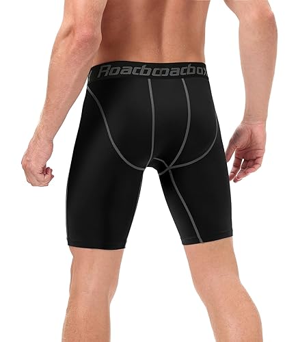 Roadbox Men's Compression Shorts 3-Pack - Athletic Workout Underwear & Base Layer