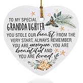 Granddaughter Gifts from Grandma, Birthday Christmas Keepsake Ornaments Gifts for Granddaughter from Grandma Grandpa, Christmas Tree Decorations Ornaments Sign, You are Unique Beautiful Loved