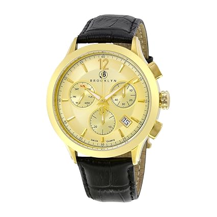 Brooklyn Dakota Swiss Quartz Chronograph Gold Dial Mens Watch